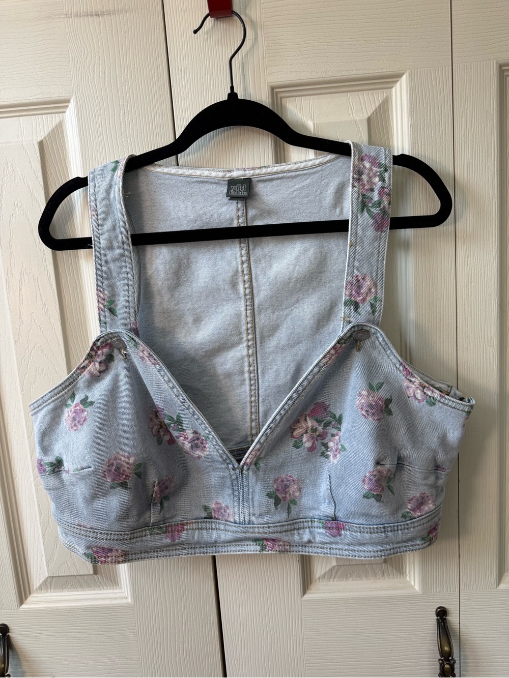 Wild Fable Floral Denim Corset Bralette Crop Top Womens Size XXL Rose Print